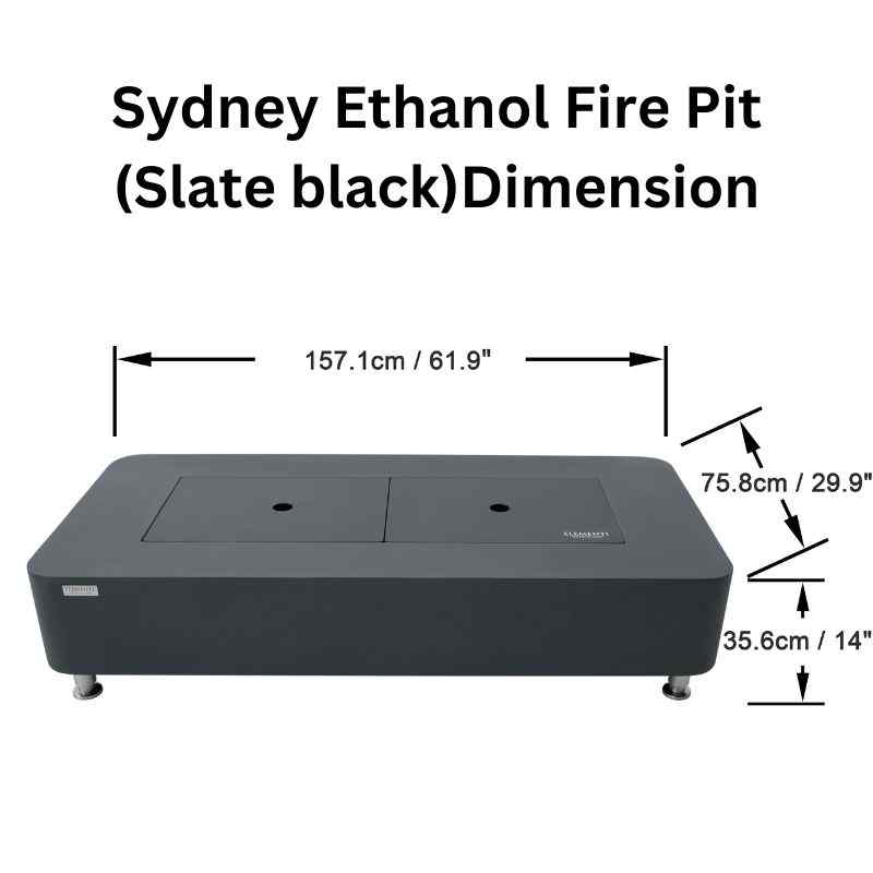 Elementi Sydney ethanol fire Pit black slate specification