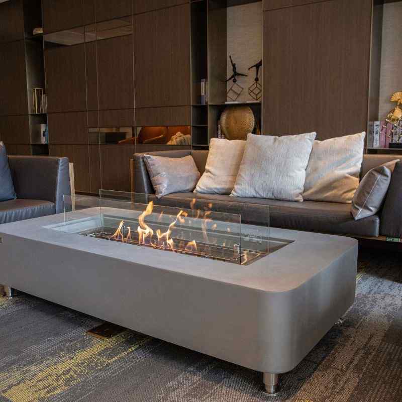 Elementi Sydney ethanol fire Pit Space Grey with windscreen indoor