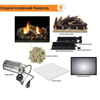 Empire Innsbrook Medium Clean Face Direct Vent Gas Insert | DVC26IN