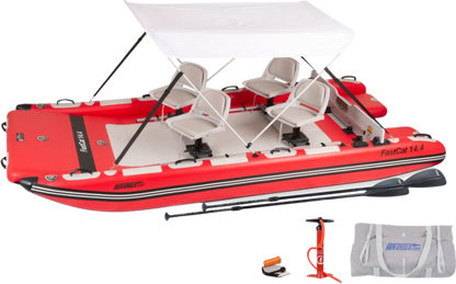 Sea Eagle FASTCAT14K_SWC Catamaran Inflatable Boat Swivel Seat Canopy Package New - FASTCAT14K_SWC