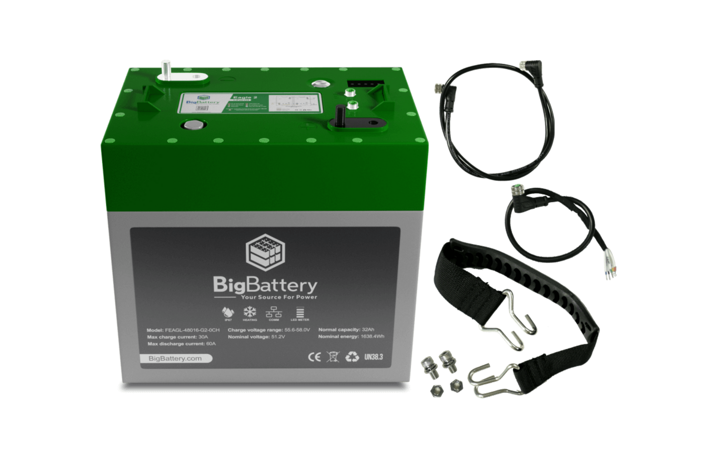 Big Battery 48V EAGLE 2 – LiFePO4 – 32Ah – 1.63kWh - FEAGL-48016-G2-0CH