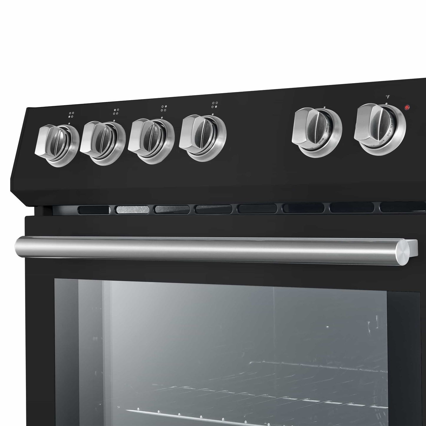 Forno 5-Piece Appliance Package - 30-Inch Electric Range, Under Cabinet Range Hood, French Door Refrigerator, Dishwasher, and 30-Inch Microwave Drawer in Black with Stainless Steel Handle - APR5-6012-30BLK-MWD30