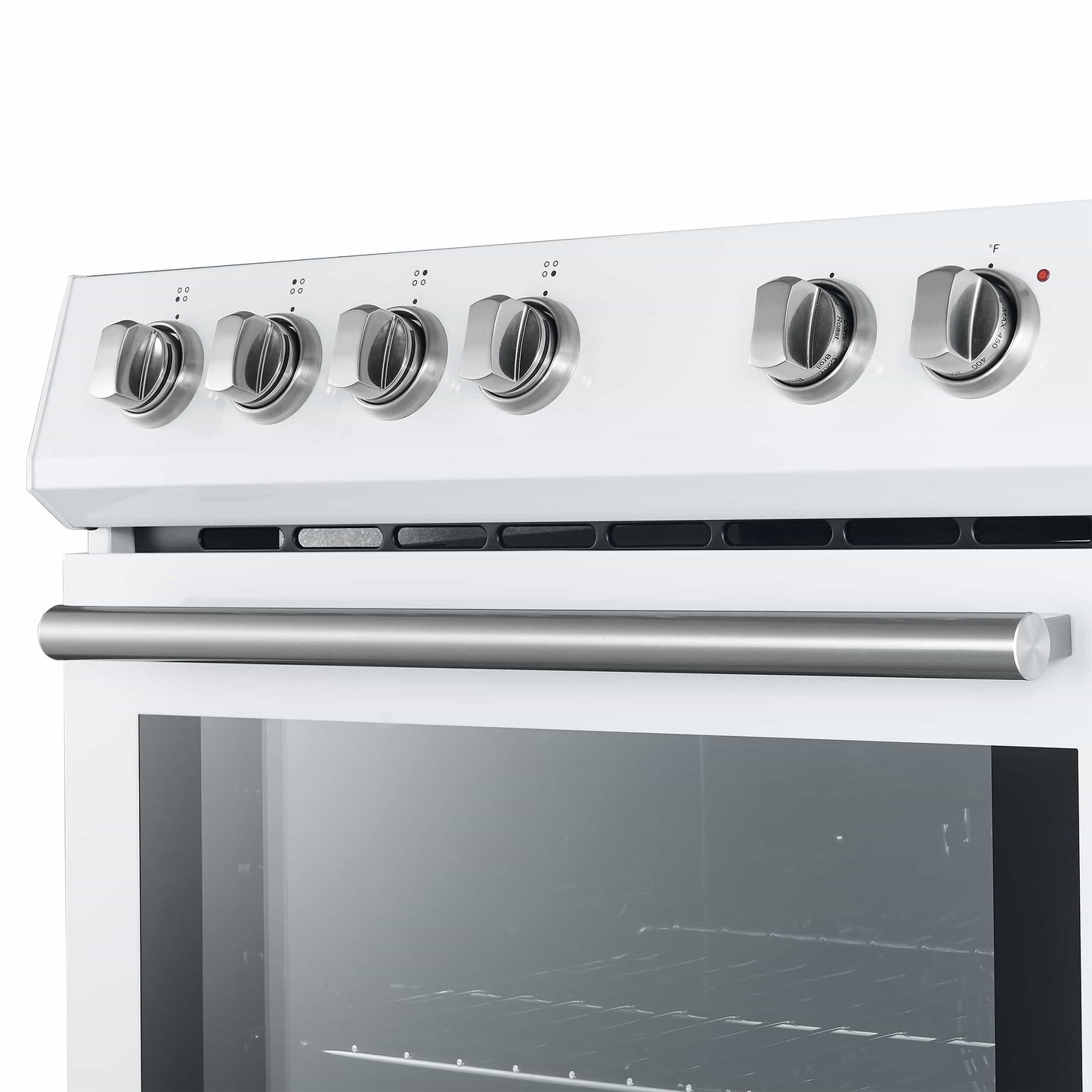 Forno 5-Piece Appliance Package - 30-Inch Electric Range, Under Cabinet Range Hood, Refrigerator with Water Dispenser, Dishwasher, and  Microwave Drawer in White with Stainless Steel Trim - APW5-6012-30WHT