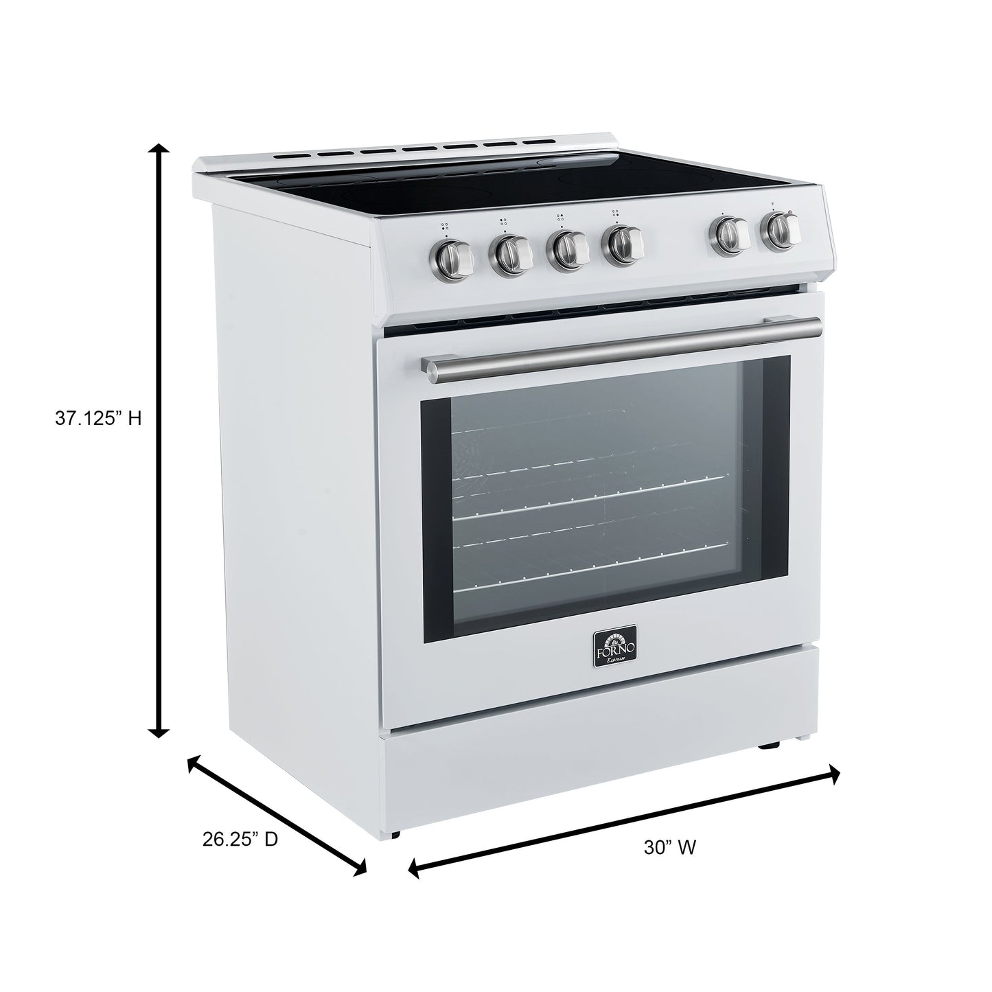 Forno 5-Piece Appliance Package - 30-Inch Induction Range, Under Cabinet Range Hood, French Door Refrigerator, Dishwasher, and 30-Inch Microwave Drawer in White with Stainless Steel Trim - APR5-982-30WHT-MWD30