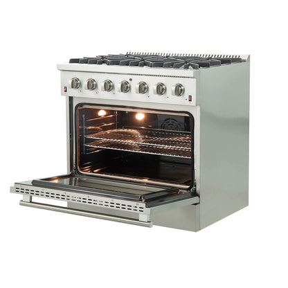 Forno Galiano 36-Inch  Gas Range with 6 Burners and Gas Convection Oven  - FFSGS6244-36