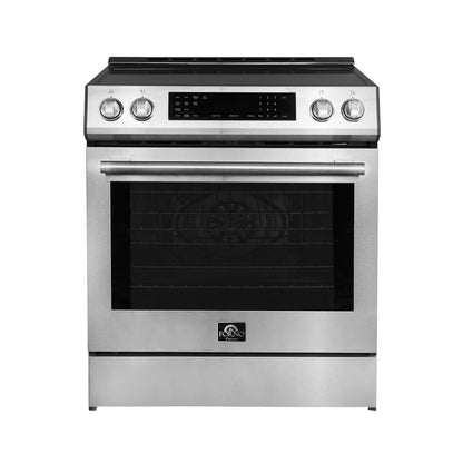 Forno 5-Piece Appliance Package - 30-Inch Inducton Range, Under Cabinet Range Hood, Refrigerator with Water Dispenser, Dishwasher, and 24-Inch Microwave Oven in Stainless Steel - APW5-905-30-MWO24