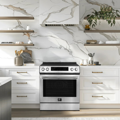 Forno 5-Piece Appliance Package - 30-Inch Induction Range, Under Cabinet Range Hood, French Door Refrigerator, Dishwasher, and 30-Inch Microwave Drawer in Stainless Steel - APR5-905-30-MWD30