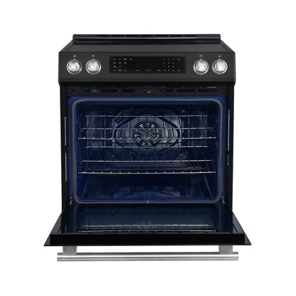 Forno 5-Piece Appliance Package - 30-Inch Inducton Range, Under Cabinet Range Hood, Refrigerator, Dishwasher, and 24-Inch Microwave Oven in Black with Antique Brass Trim - APR5-905-30BLK-MWO24