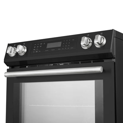 Forno 5-Piece Appliance Package - 30-Inch Inducton Range, Under Cabinet Range Hood, Refrigerator with Water Dispenser, Dishwasher, and 24-Inch Microwave Oven in Black with Antique Brass Trim - APW5-905-30BLK-MWO24