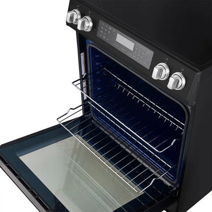 Forno 5-Piece Appliance Package - 30-Inch Induction Range, Under Cabinet Range Hood, French Door Refrigerator, Dishwasher, and 30-Inch Microwave Drawer in Black with Stainless Steel Trim - APR5-905-30BLK-MWD30