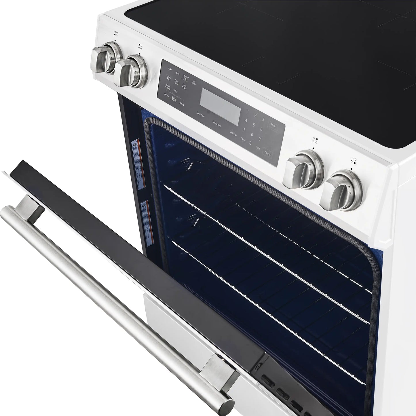 Forno 5-Piece Appliance Package - 30-Inch Induction Range, Under Cabinet Range Hood, Refrigerator, Dishwasher, and  Microwave Drawer in White with Antique Brass Trim - APR5-905-30WHT