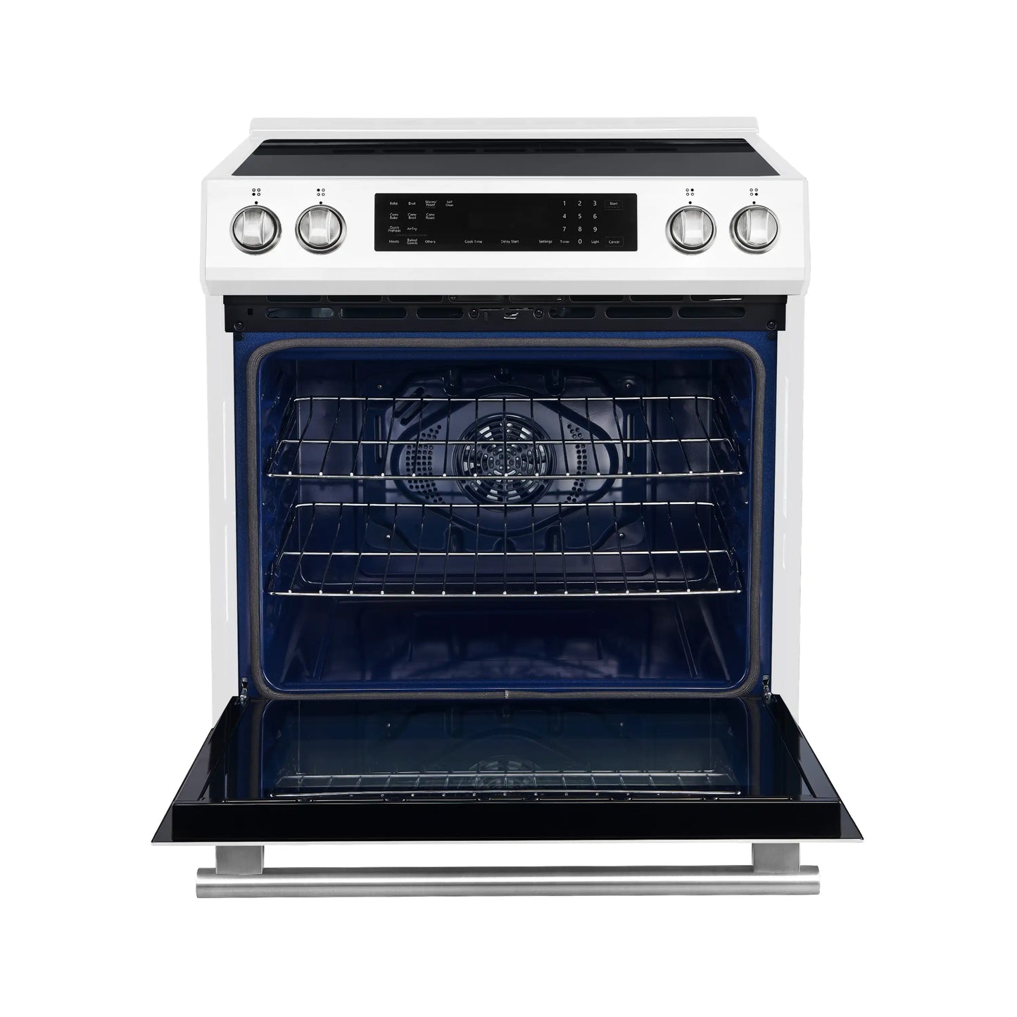 Forno 5-Piece Appliance Package - 30-Inch Inducton Range, Under Cabinet Range Hood, Refrigerator, Dishwasher, and  24-Inch Microwave Oven in White with Antique Brass Trim - APR5-905-30WHT-MWO24