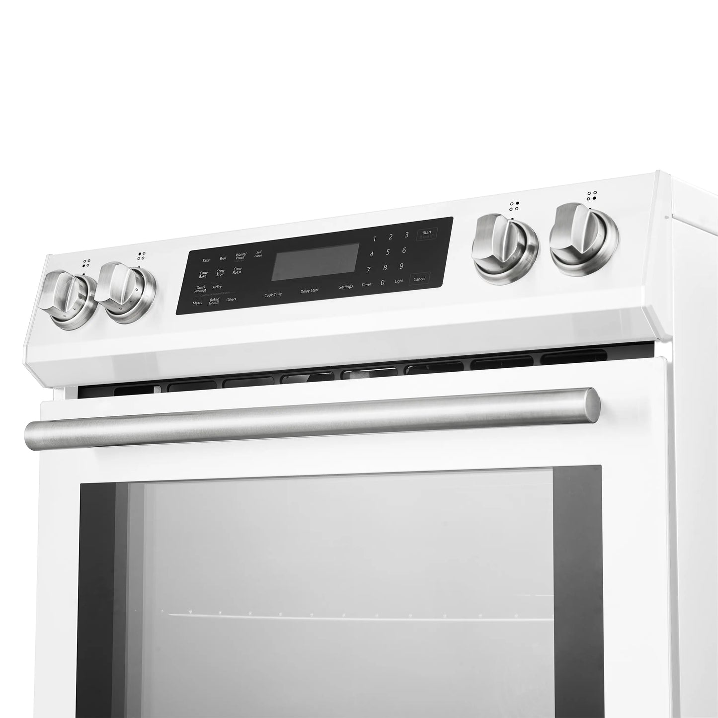 Forno 5-Piece Appliance Package - 30-Inch Induction Range, Under Cabinet Range Hood, Refrigerator, Dishwasher, and 30-Inch Microwave Oven in White with Antique Brass Trim - APR5-905-30WHT-MWO30