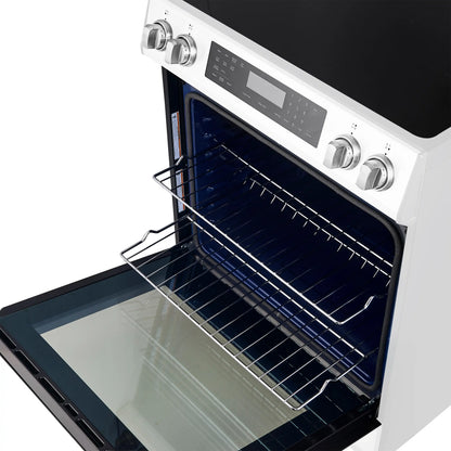Forno 5-Piece Appliance Package - 30-Inch Induction Range, Under Cabinet Range Hood, Refrigerator, Dishwasher, and  Microwave Drawer in White with Stainless Steel Trim - APR5-905-30WHT