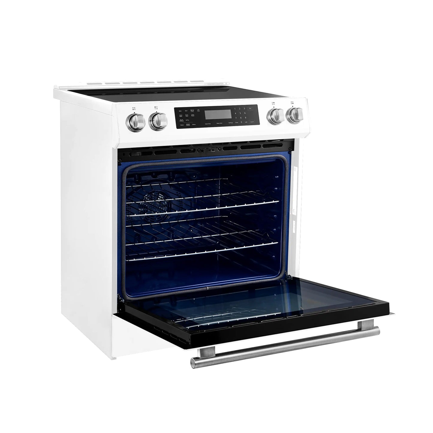 Forno 5-Piece Appliance Package - 30-Inch Induction Range, Under Cabinet Range Hood, Refrigerator with Water Dispenser, Dishwasher, and 30-Inch Microwave Oven in White with Stainless Steel Trim - APW5-905-30WHT-MWO30