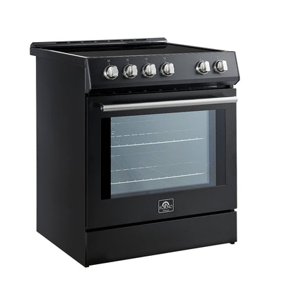 Forno 5-Piece Appliance Package - 30-Inch Induction Range, Under Cabinet Range Hood, Refrigerator with Water Dispenser, Dishwasher, and 30-Inch Microwave Drawer in Black with Stainless Steel Trim - APW5-982-30BLK-MWD30
