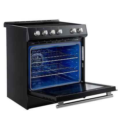 Forno 5-Piece Appliance Package - 30-Inch Induction Range, Under Cabinet Range Hood,  French Door Refrigerator, Dishwasher, and  Microwave Drawer in Black with Stainless Steel Trim - APR5-982-30BLK