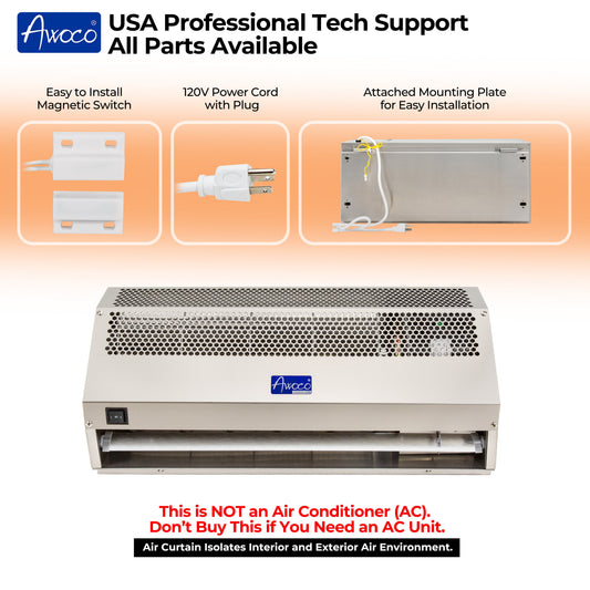 AWOCO Super Power Air Curtain Stainless Steel 120V Unheated by Awoco - FM1506-SS