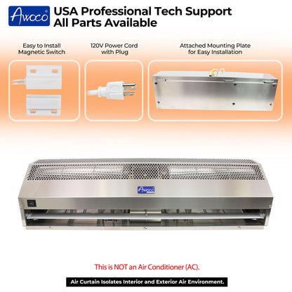 AWOCO Super Power Air Curtain Stainless Steel 120V Unheated by Awoco - FM1506-SS