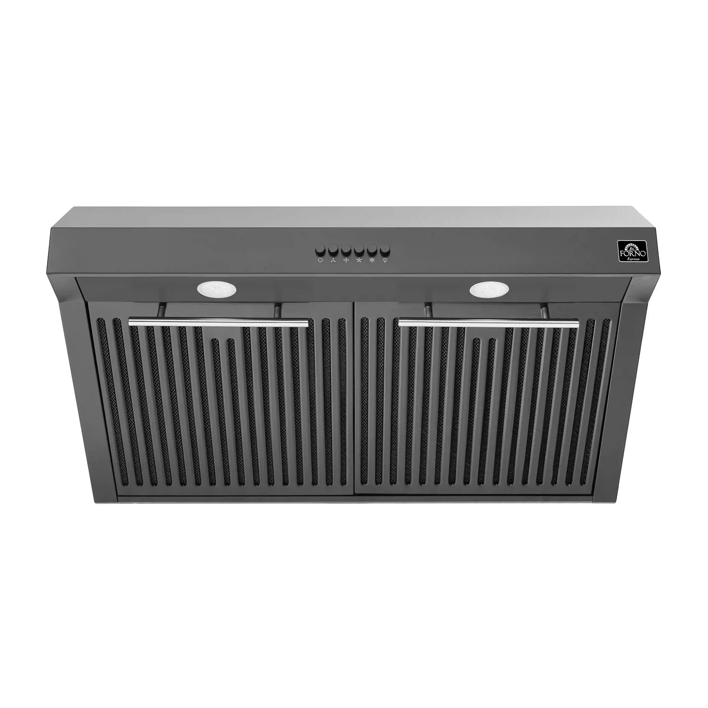Forno 5-Piece Appliance Package - 30-Inch Induction Range, Under Cabinet Range Hood, Refrigerator with Water Dispenser, Dishwasher, and 30-Inch Microwave Oven in Black with Stainless Steel Trim - APW5-905-30BLK-MWO30