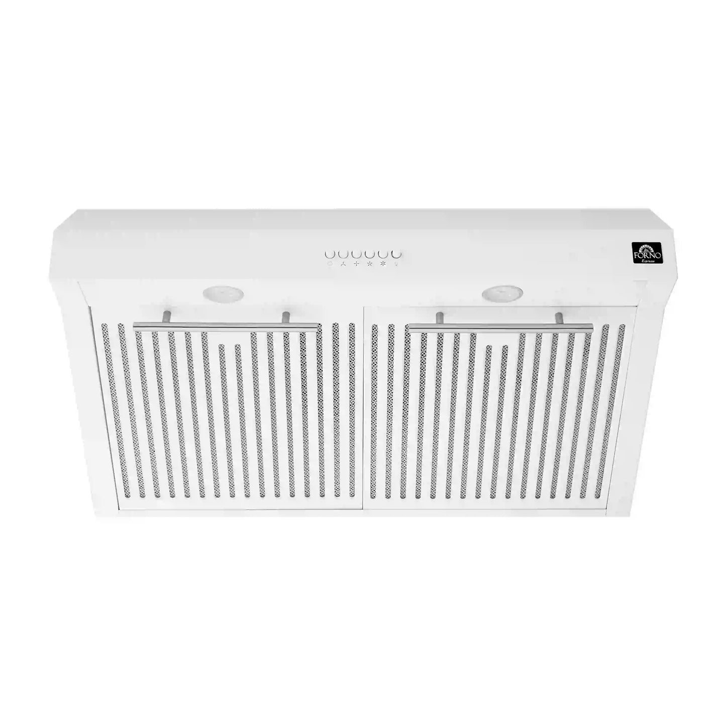Forno 5-Piece Appliance Package - 30-Inch Induction Range, Under Cabinet Range Hood, Refrigerator, Dishwasher, and  Microwave Drawer in White with Stainless Steel Trim - APR5-905-30WHT