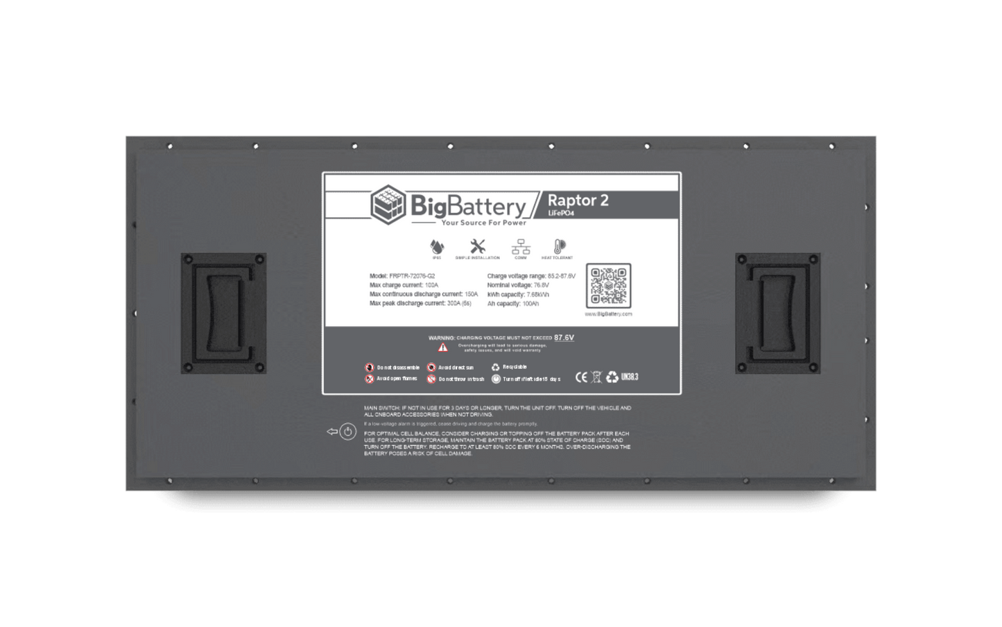 Big Battery 72V RAPTOR 2 – 7.68kWh LiFePO4 - FRPTR-72076-G2