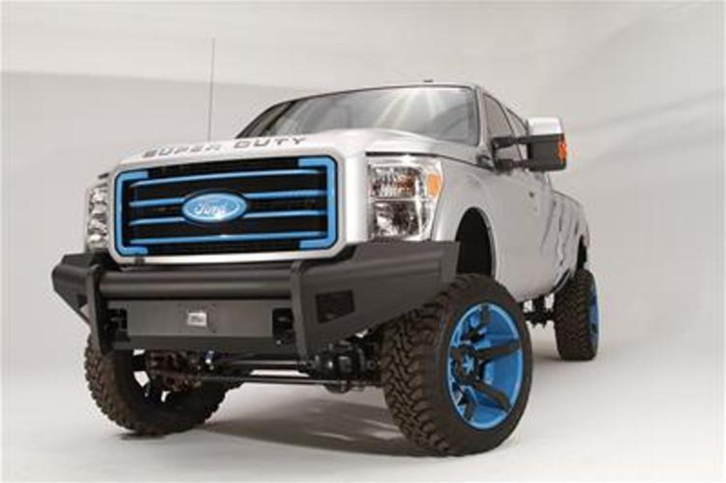 Fab Fours FS08-Q1961-1 Ford F250/F350 Superduty 2008-2010 Black Steel Elite Front Bumper No Guard with Tow Hooks - FS08-Q1961-1