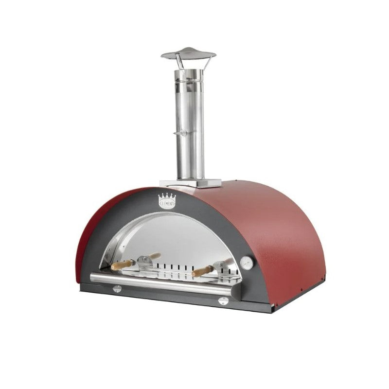 Family Wood-Burning Pizza Oven - Red - Stainless Door