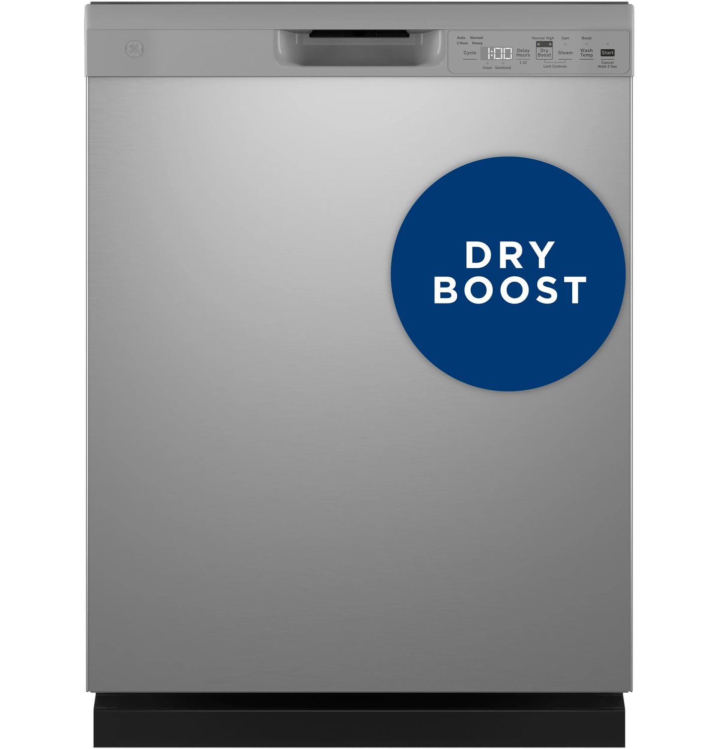 GE Appliances  Front Control with Plastic Interior Dishwasher with Sanitize Cycle & Dry Boost Stainless Steel - GDF550PSRSS