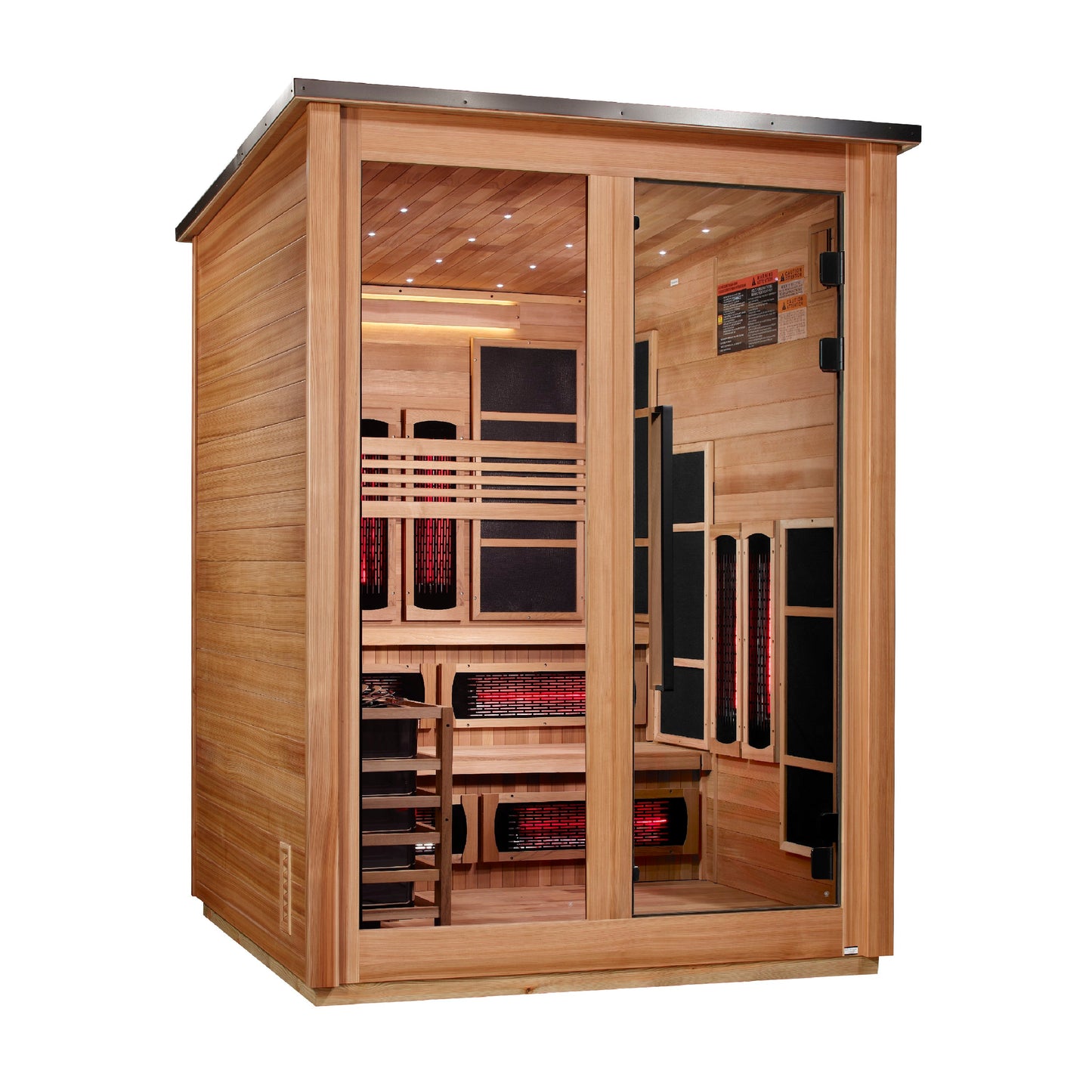 Golden Designs "Loviisa" 3 Person, Pacific Cedar Barn Hybrid (PureTech Full Spectrum IR or Traditional Stove) Outdoor Sauna   - GDI-8523-02