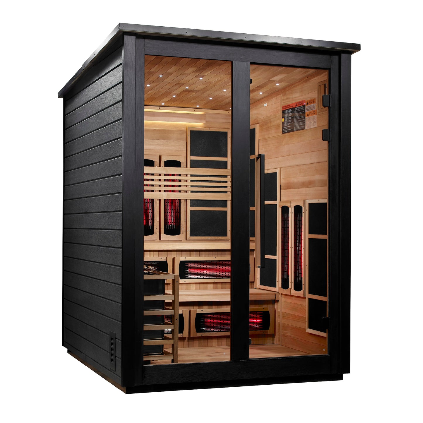 Golden Designs "Loviisa" 3 Person, Black Barn Hybrid (PureTech Full Spectrum IR or Traditional Stove) Outdoor Sauna - GDI-8523-04