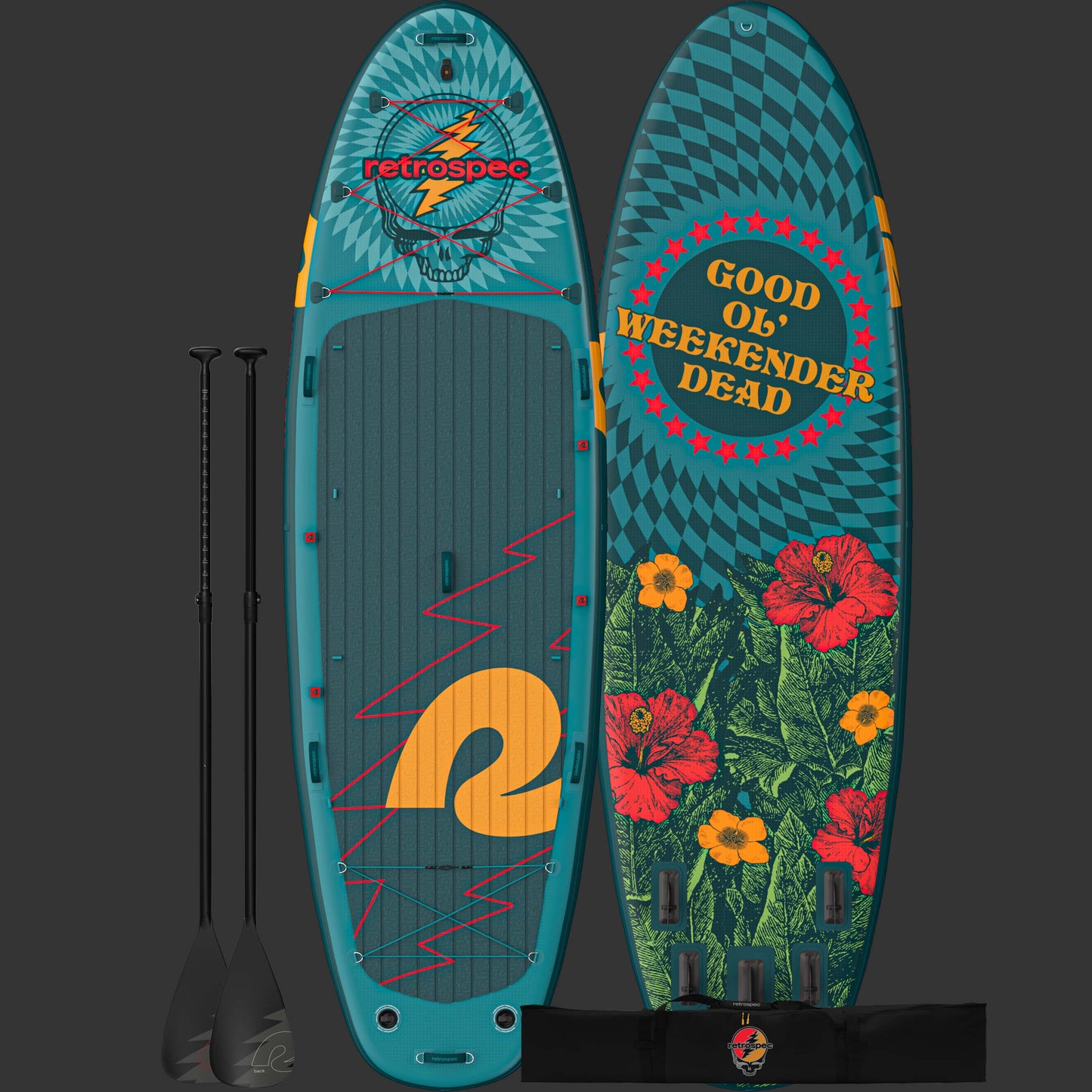 Retrospec Grateful Dead Weekender Plus Inflatable Stand Up Paddle Board Kayak Hybrid 10'6" - 6513