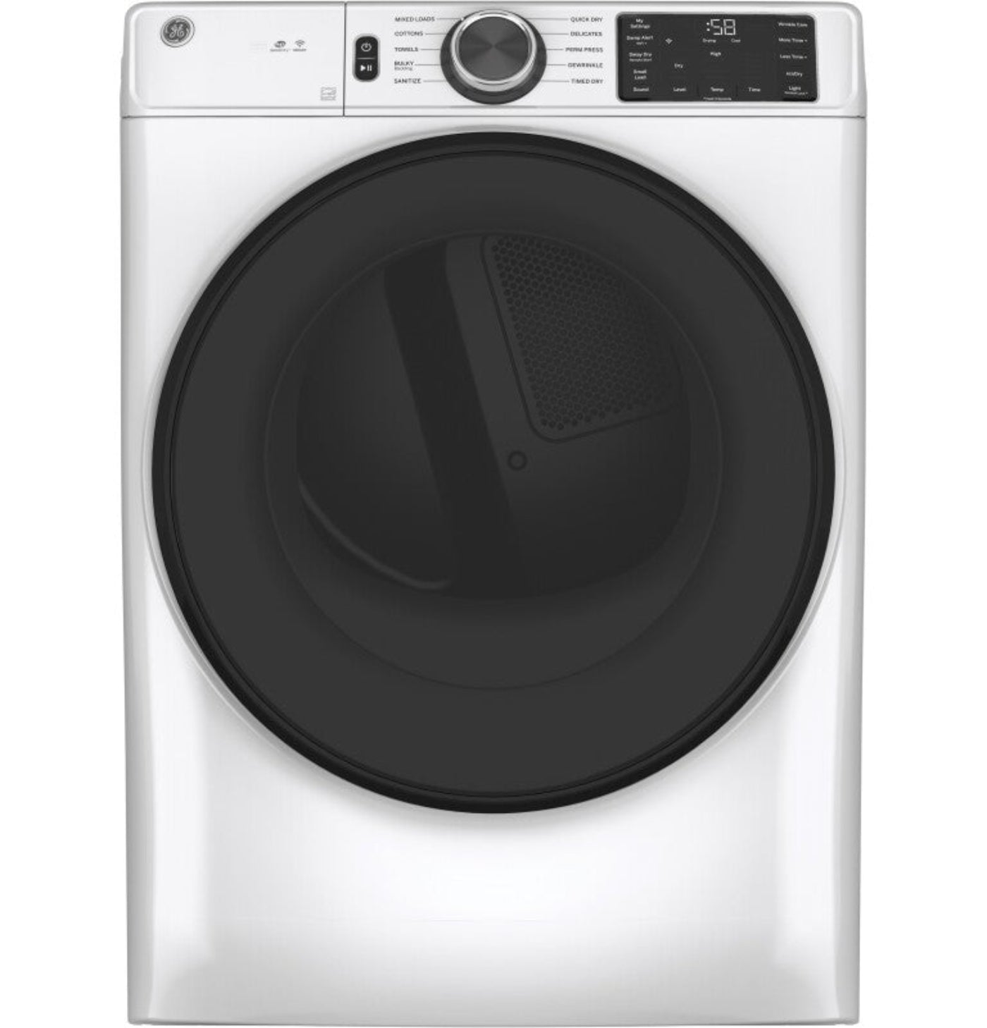 GE Appliances  7.8 cu. ft. Capacity Smart Front Load Electric Dryer with Sanitize Cycle White - GFD55ESSNWW