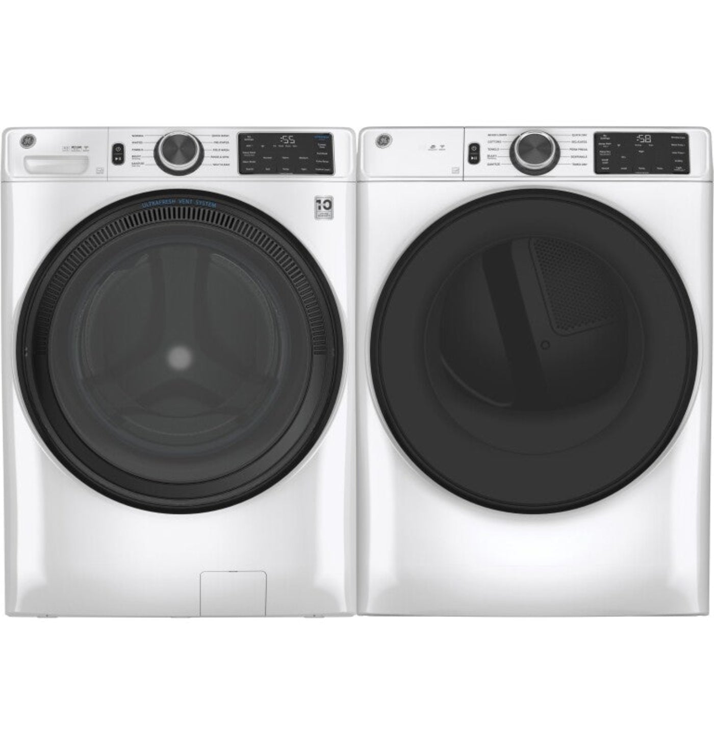 GE Appliances  7.8 cu. ft. Capacity Smart Front Load Electric Dryer with Sanitize Cycle White - GFD55ESSNWW