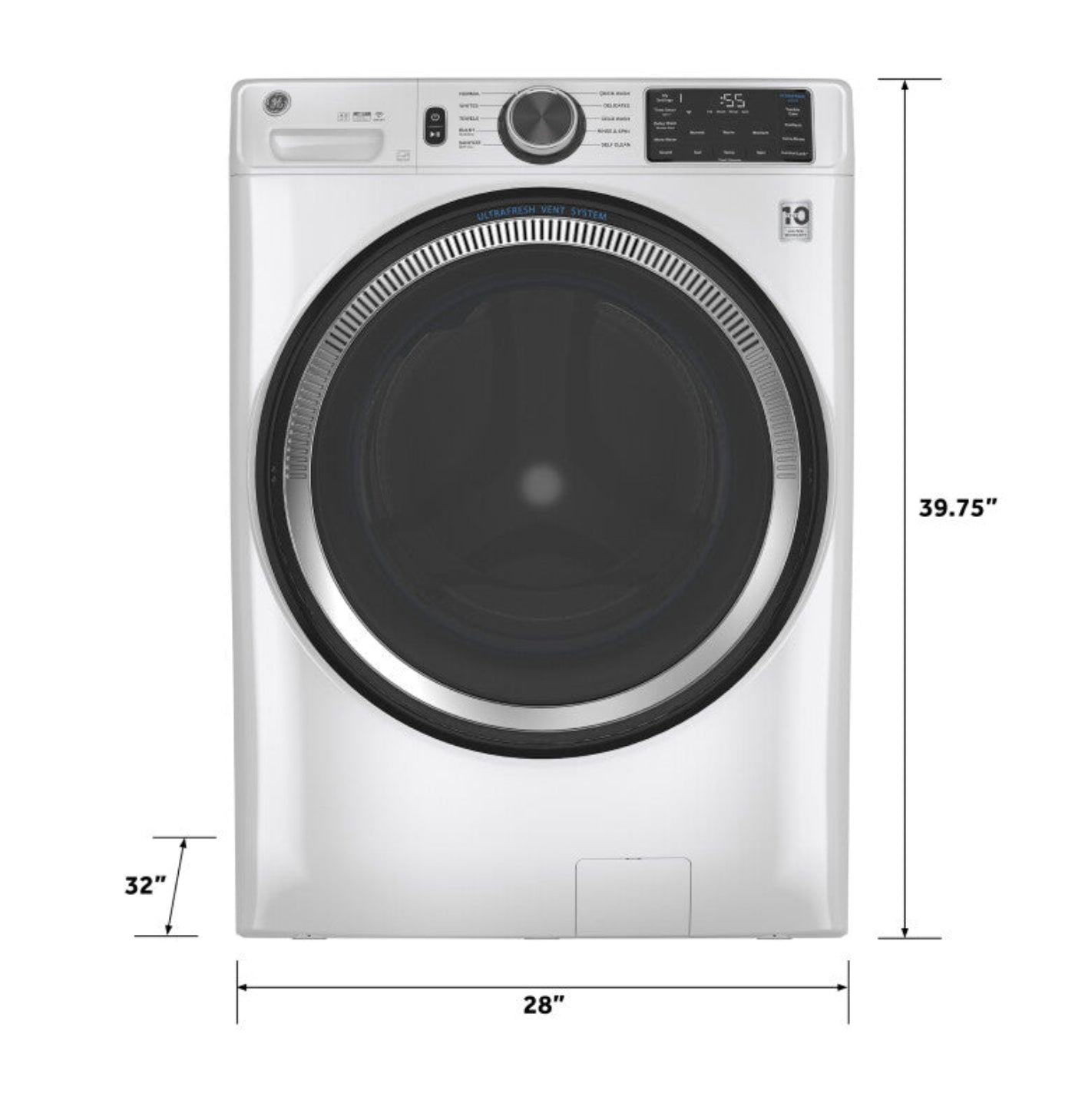 GE Appliances  4.8 cu. ft. Capacity Smart Front Load Washer with UltraFresh Vent System with OdorBlock and Sanitize w/Oxi White - GFW550SSNWW