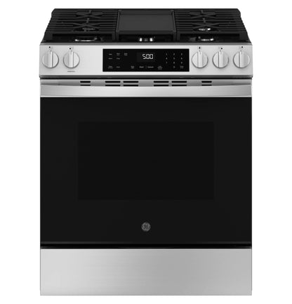 GE Appliances 30" Slide-In Front-Control Gas Range with Crisp Mode Stainless Steel - GGS500PVSS