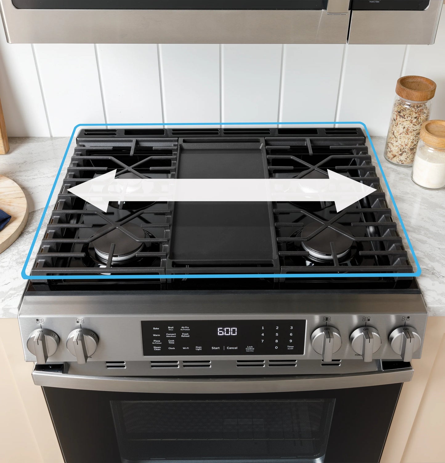 GE Appliances 30" Slide-In Front Control Gas Range with Crisp Mode Stainless Steel - GGS500SVSS