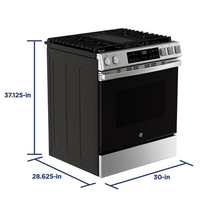 GE Appliances 30" Slide-In Front Control Gas Range with Crisp Mode Stainless Steel - GGS500SVSS