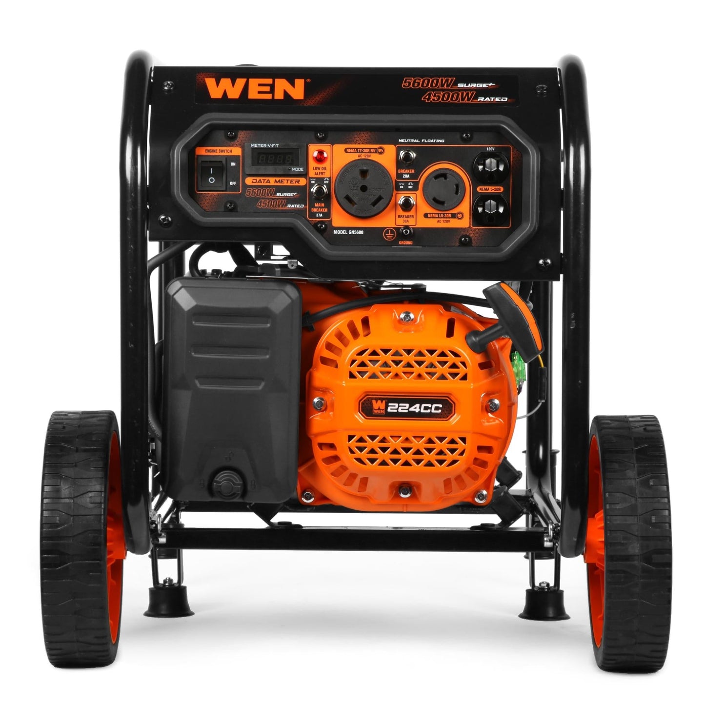 WEN GN5600 5,600-Watt Portable Generator with Wheel Kit, 224cc, Transfer-Switch, and RV-Ready - GN5600