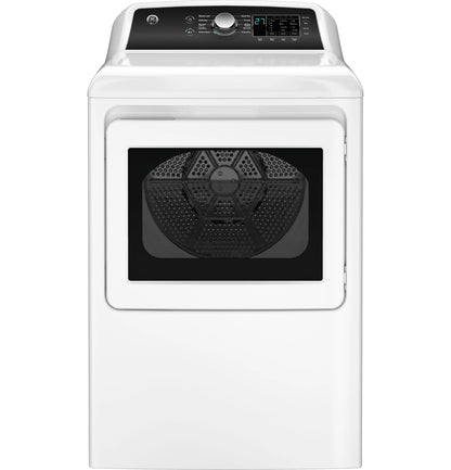 GE Appliances  7.4 cu. ft. Capacity Electric Dryer with Up To 120 ft. Venting and Sensor Dry White with Matte Black Backsplash - GTD58EBSVWS