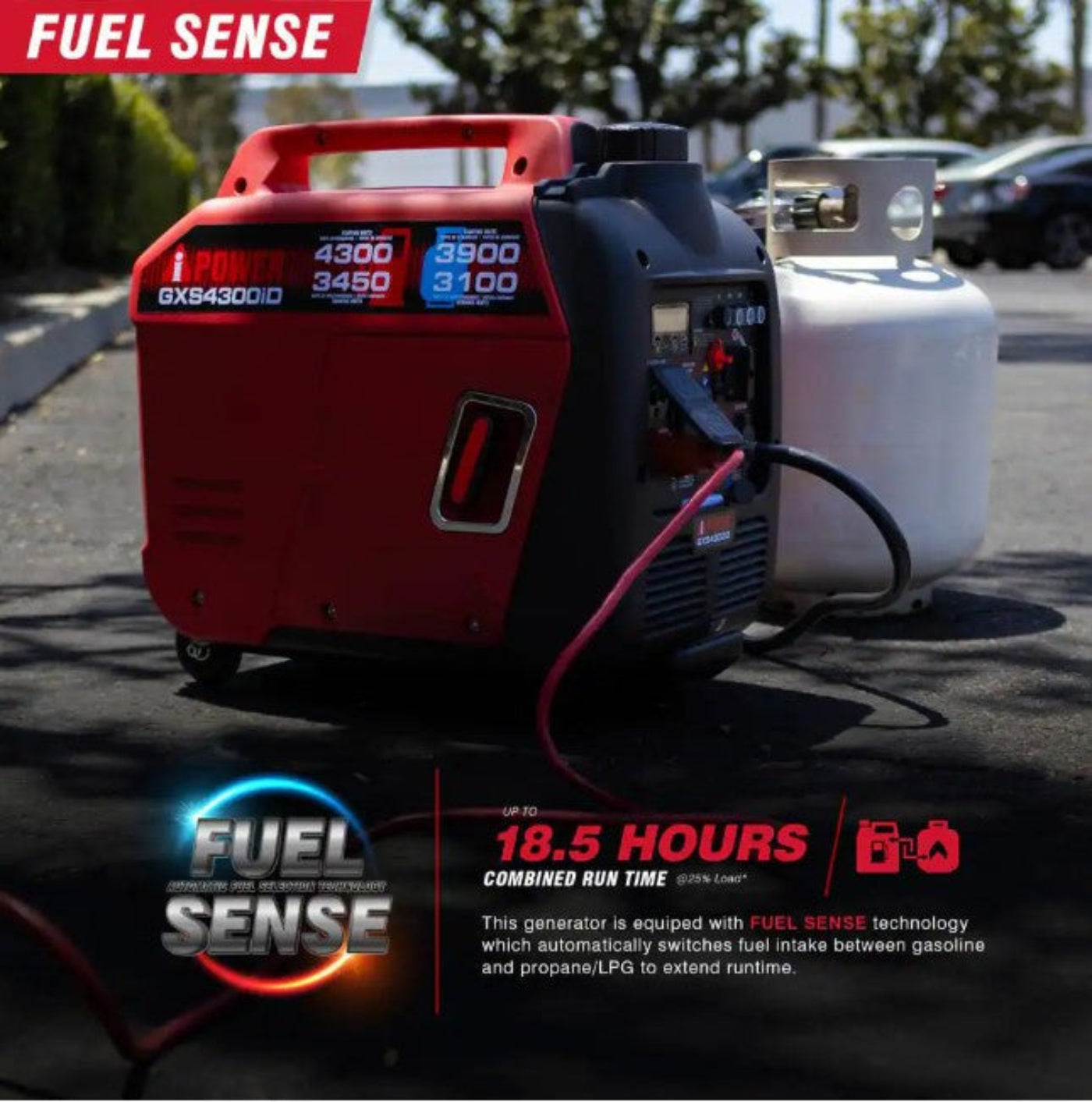 A-iPower 3450W/4300W Generator Dual Fuel Gas Propane Low THD Inverter CO Alert New - GXS4300iD