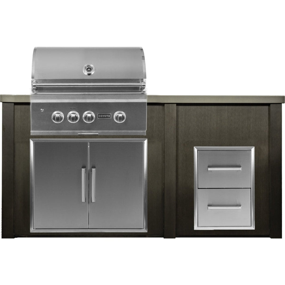 Haven Outdoor 72-Inch Outdoor Kitchen Island with 2 Drawer Cabinet Space - HCOY72DRAWAB