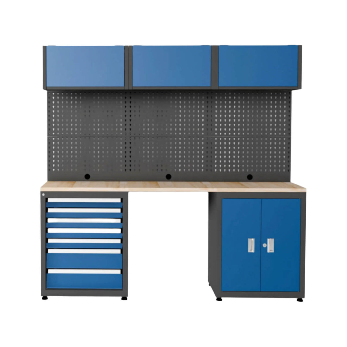 Chery Industrialv Heavy Duty Steel Garage Cabinet Storage System (7 Drawers & 4 Cabinets) - JS-108C-RD
