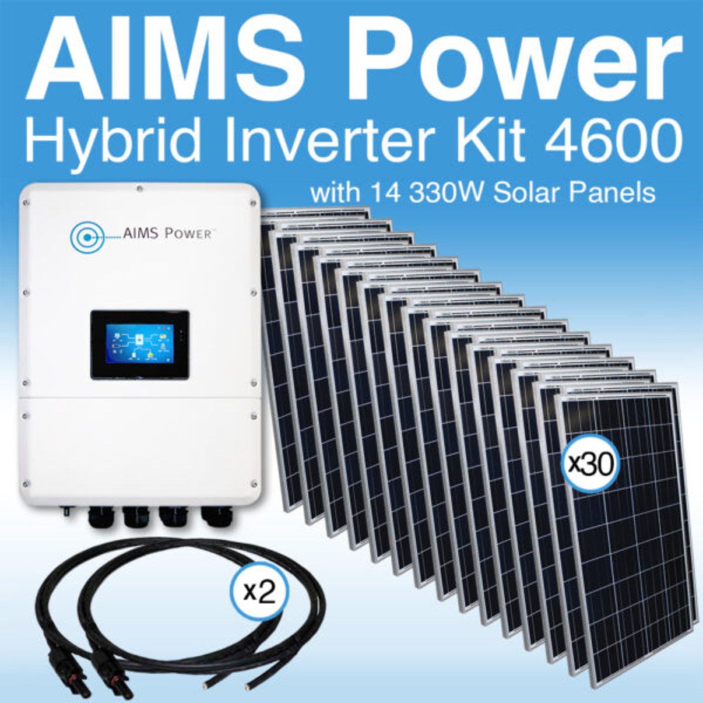 Aims Power Solar Kit Hybrid Pure Sine Inverter Charger & Solar Panels 4.6 kW Inverter Output | 4620 Watts Solar Panels - KITHY46SOL330