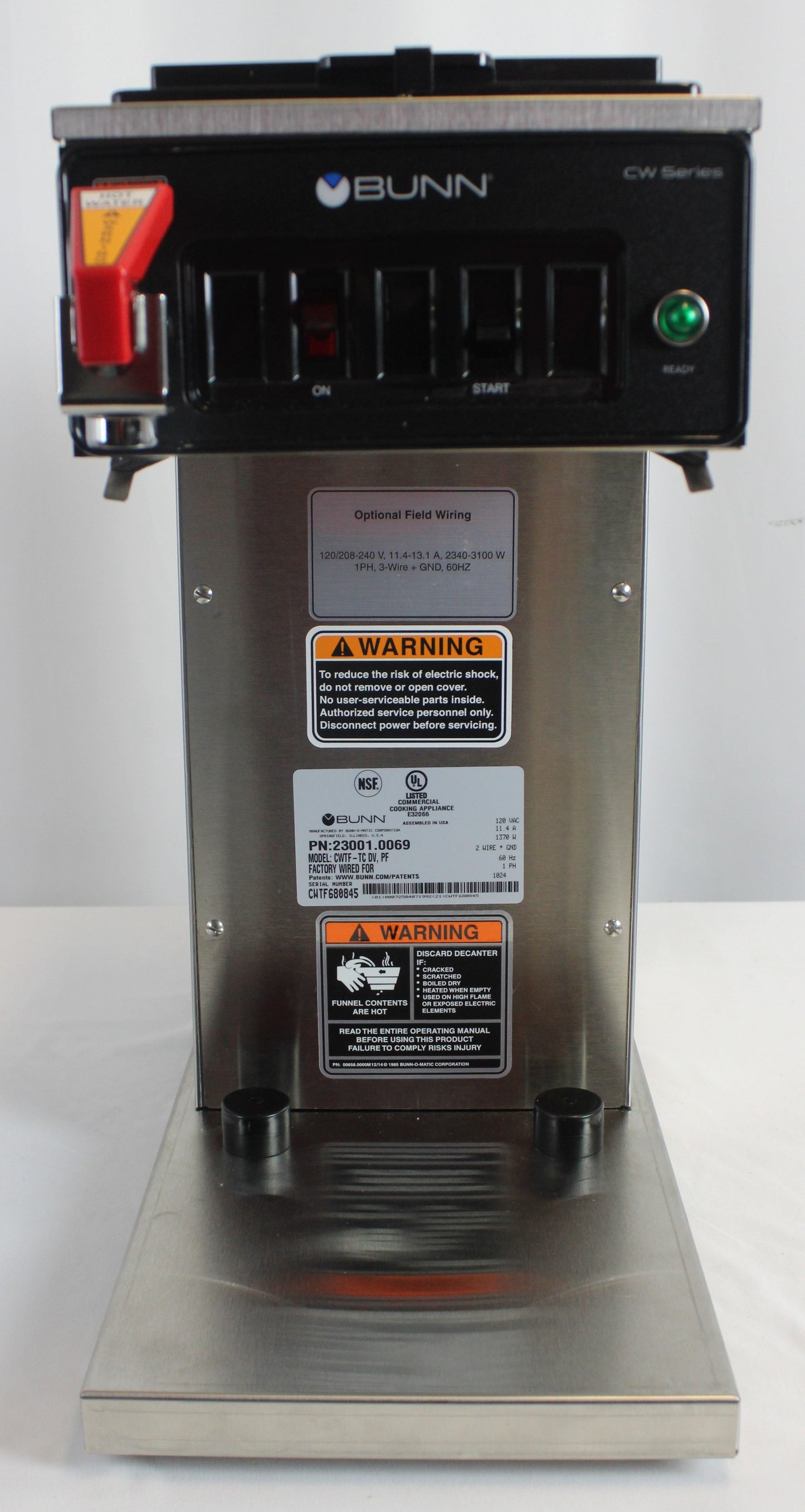 *Used* Bunn 23001.0069 CWTF-TC-DV Auto 7.5 Gallons P/H Carafe Coffee Brewer - 2041UBU230010069