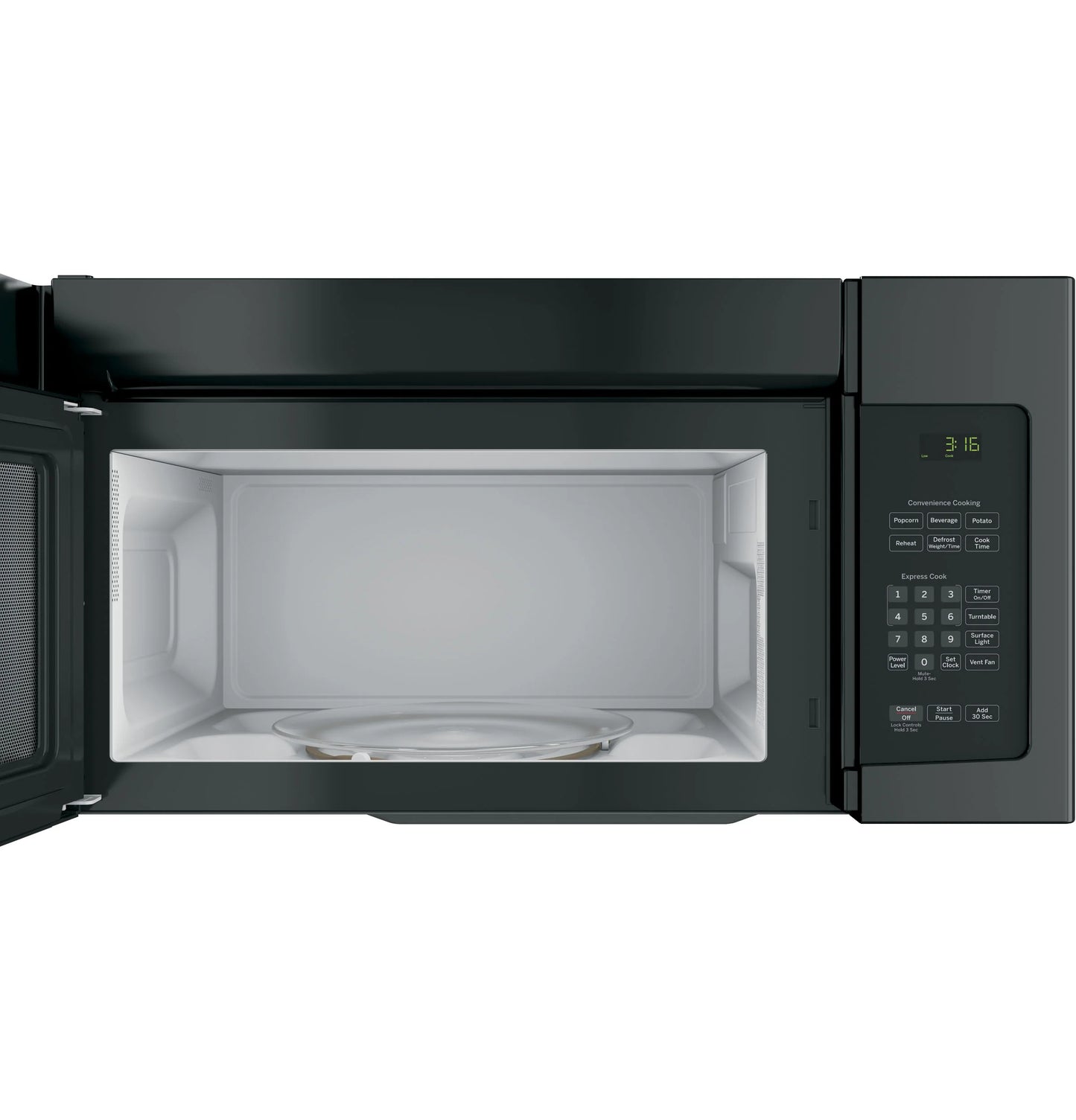 GE Appliances 1.6 Cu. Ft. Over-the-Range Microwave Oven with Recirculating Venting Black - JNM3163DJBB