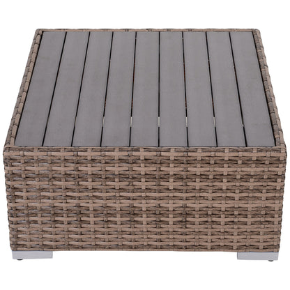 Outsunny 7-Piece Outdoor Rattan Conversation Set with Cushions and Tea Table, Gray - 860-020V03