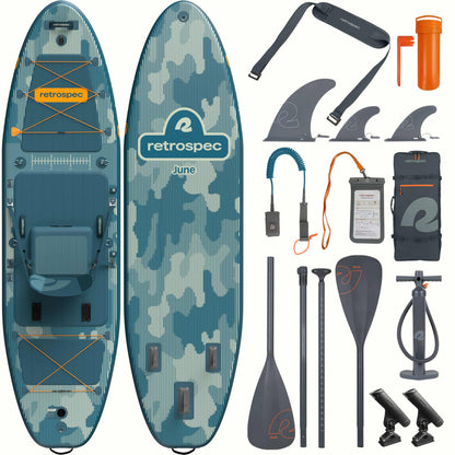 Retrospec June Inflatable Fishing Paddle Board Kayak Hybrid 11’6” - 6632