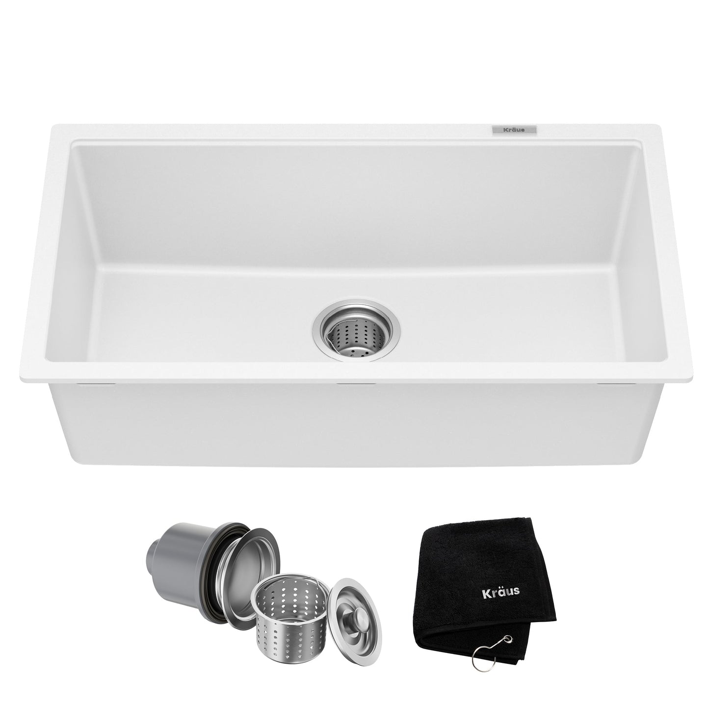 KRAUS Quarza 31” Granite Undermount Single Bowl White Kitchen Sink - KGU-413BWHITE