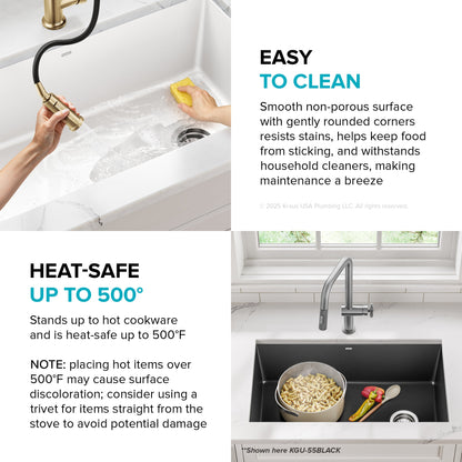 KRAUS Forteza 32” Granite Undermount Single Bowl White Kitchen Sink - KGU-55WHITE